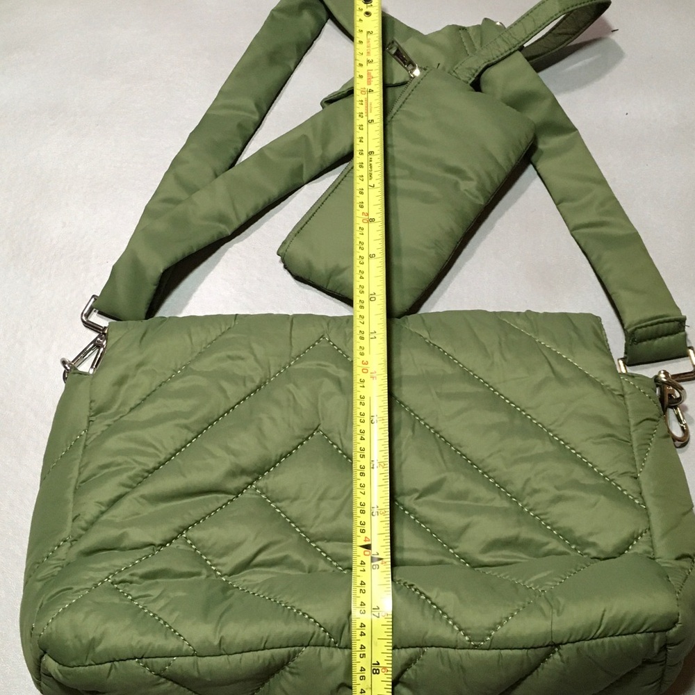 Quilted Olive Puffy Crossbody Bag - Picture 5 of 5